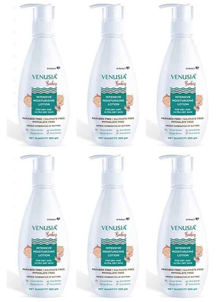 VENUSIA Dr. Reddy's Venusia Baby Intensive Moisturizing Lotion | Safe, Hydrating and Gentle | Goodness of Shea, Aloe, Cocoa and Mango Butter | Soothes Baby Skin | 300g (Pack of 6) - Image 1